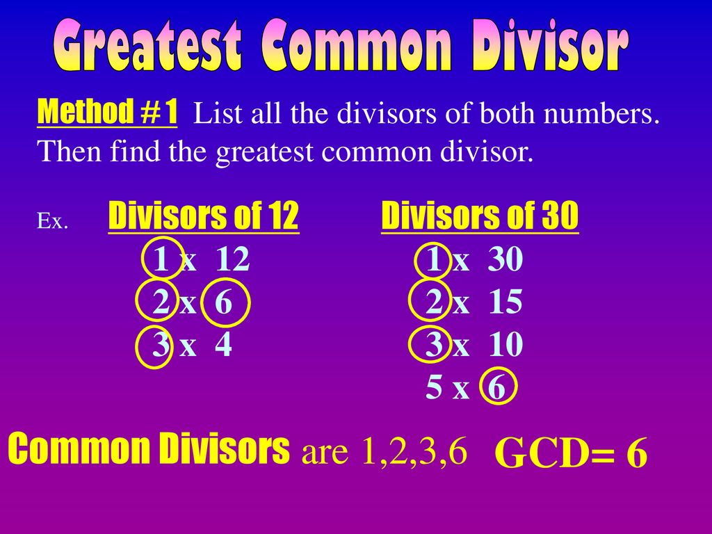 Greatest Common Divisor. - ppt download